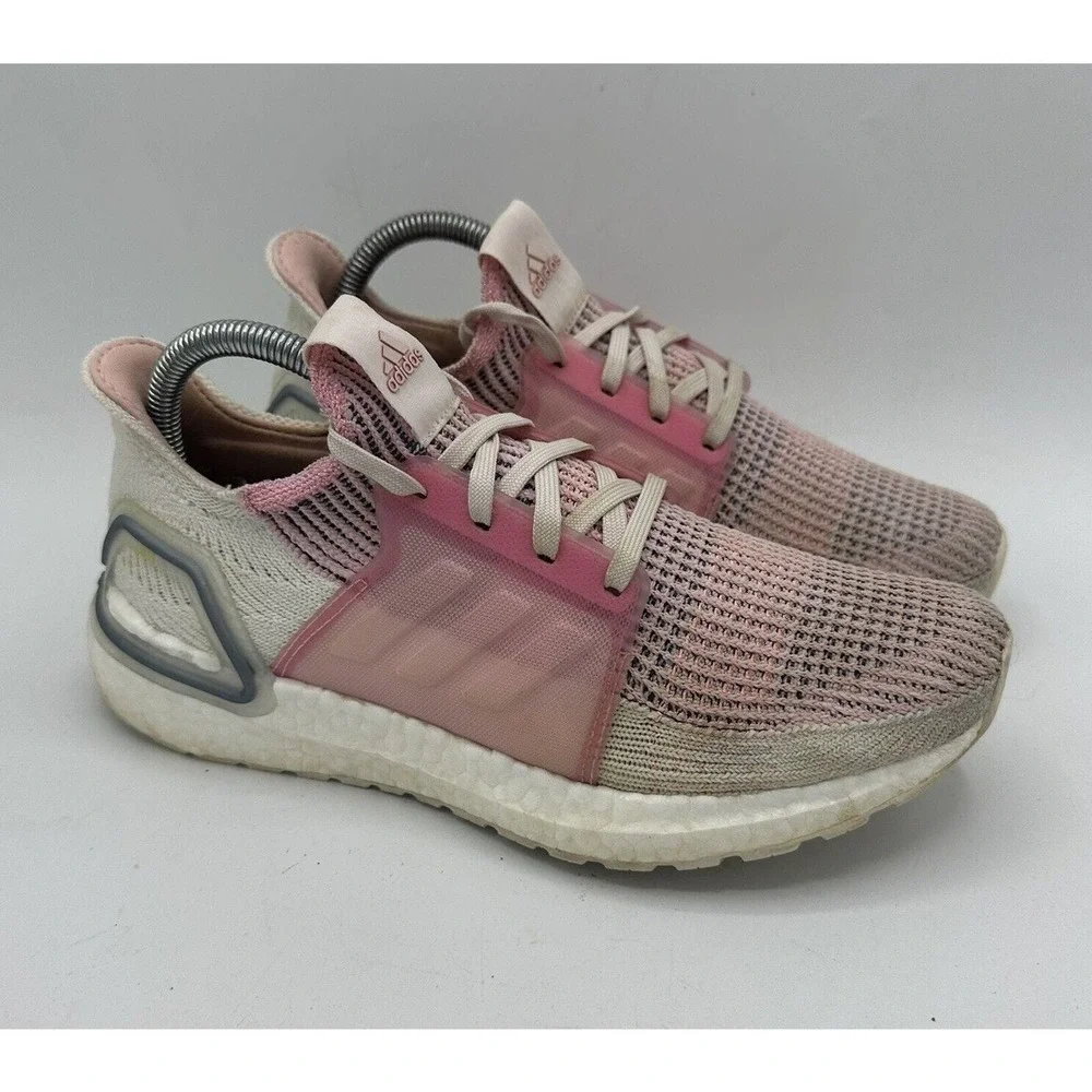 Adidas Ultraboost 19 Sneakers Womens‎ 7 White Pink Running Shoes